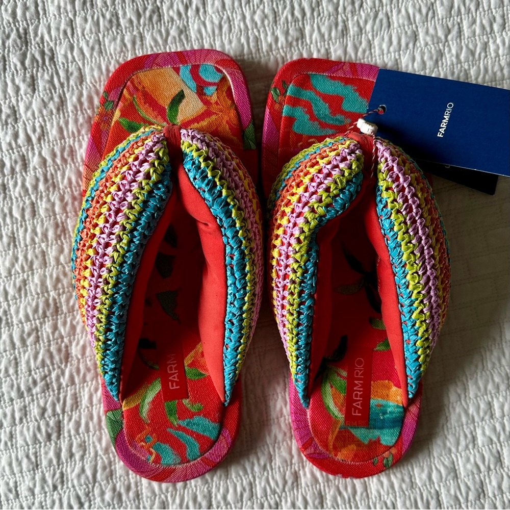 *NWT* FARM Rio Multicolor Crochet Sandals - Picture 2 of 6